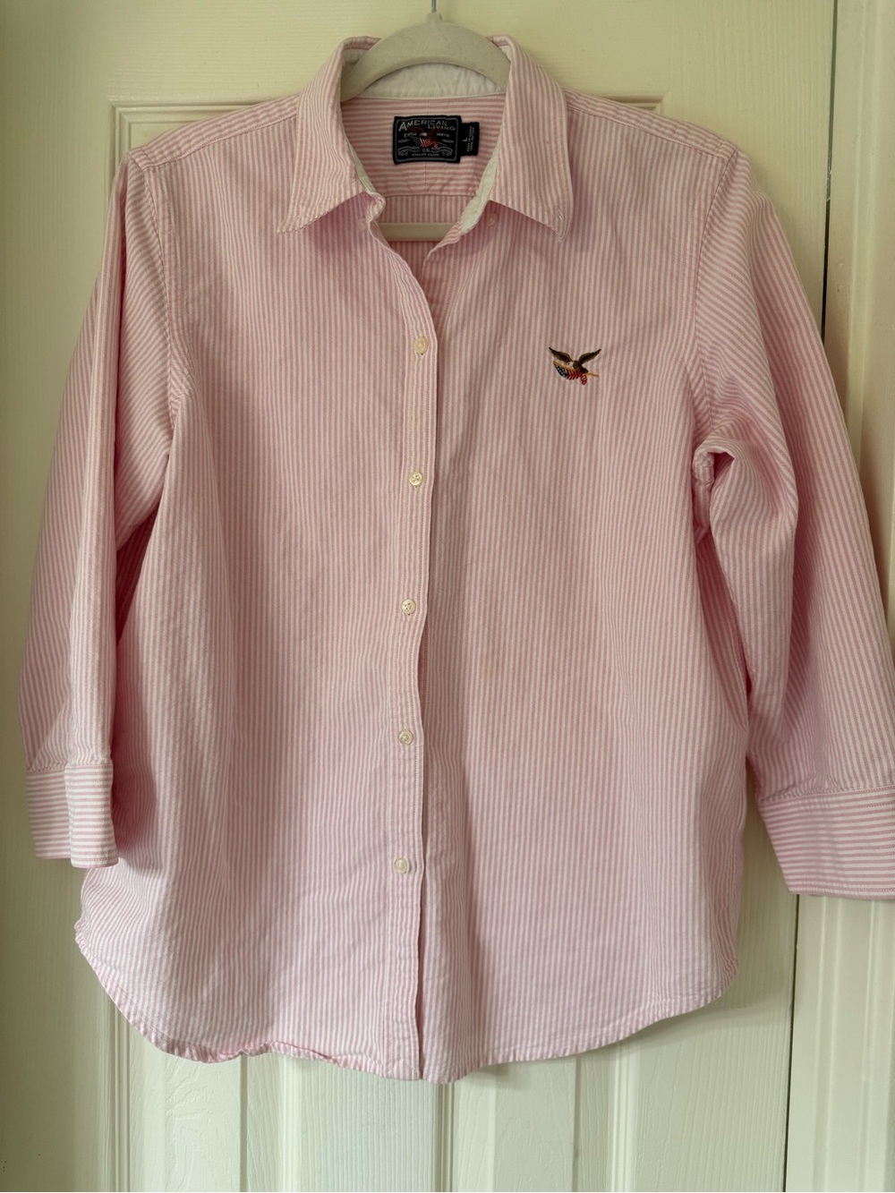 American Living Light Pink & White Striped Button-Down Shirt for Kids